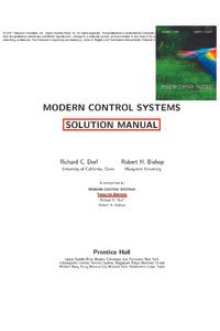 Modern Control Systems, 12th Ed, Dorf   Bishop [SOLUTIONS]